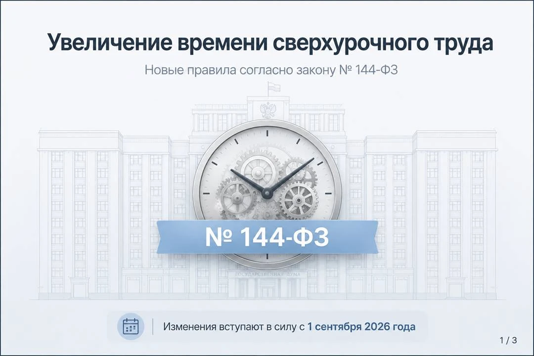 С 01.09.2026г. увеличен лимит сверхурочной работы до 240 часов в год
