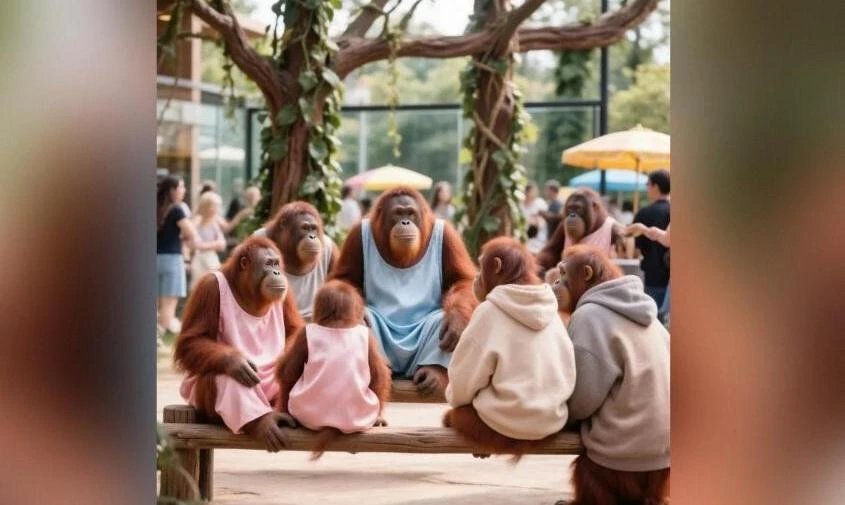 🐵 Орангутаны в Московском зоопарке щеголяют в оверсайз-футболках и свитшотах