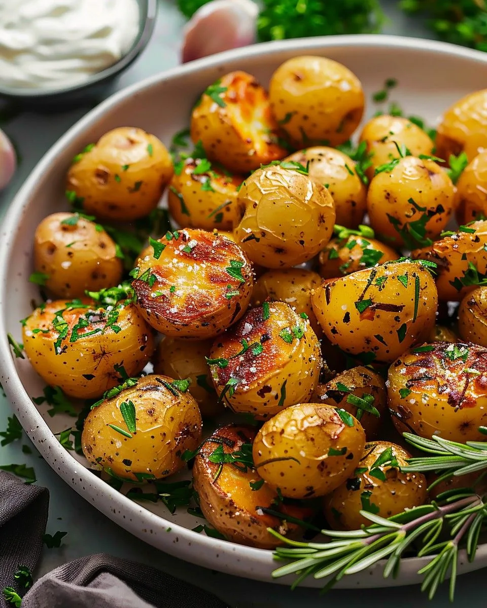 Молодой картофель с розмарином и чесночным маслом