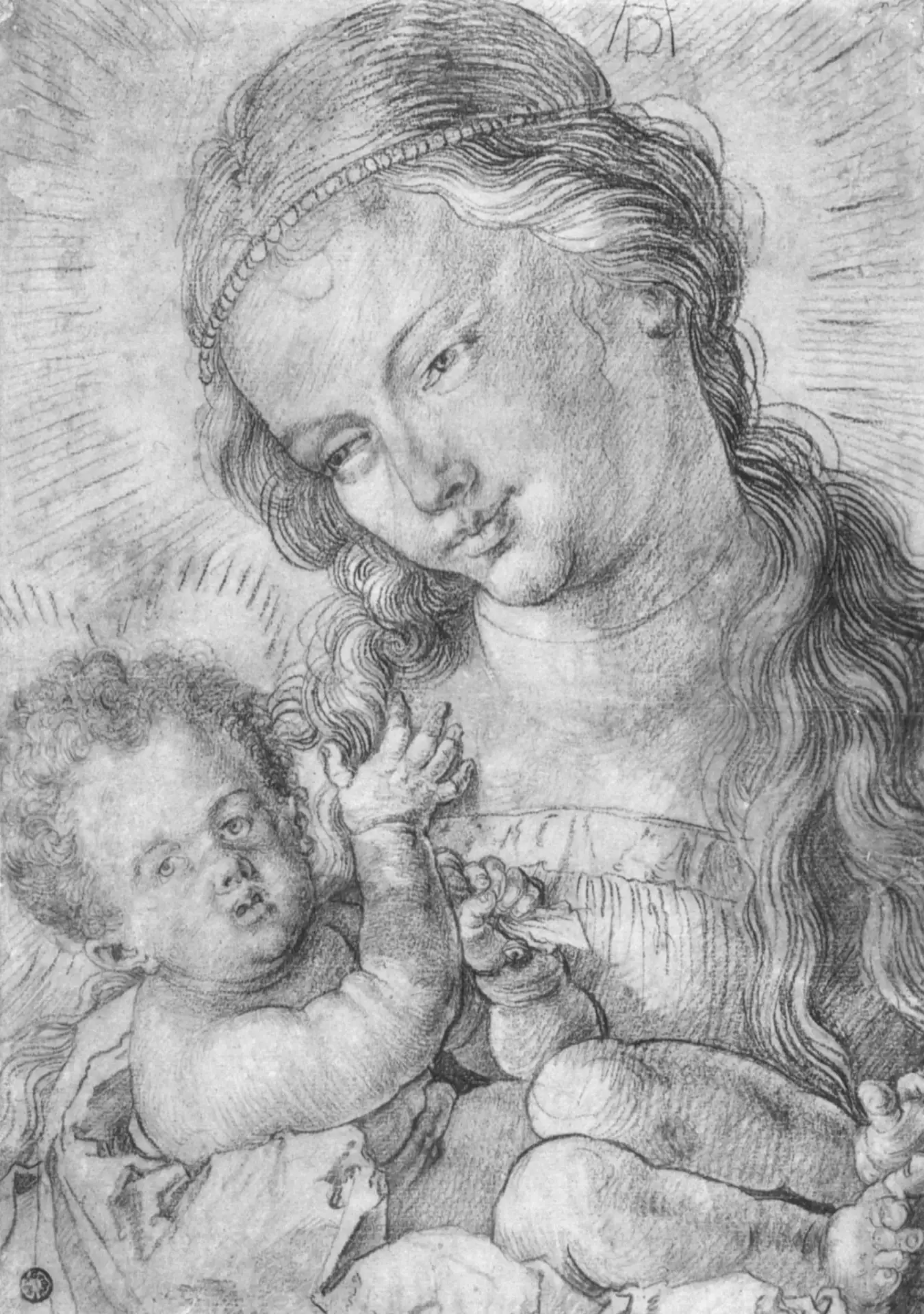 Альбрехт Дюрер
"Мария с младенцем" (Maria mit Kind in Halbfigur), 1519 г. 

Это виртуозный рисунок, 