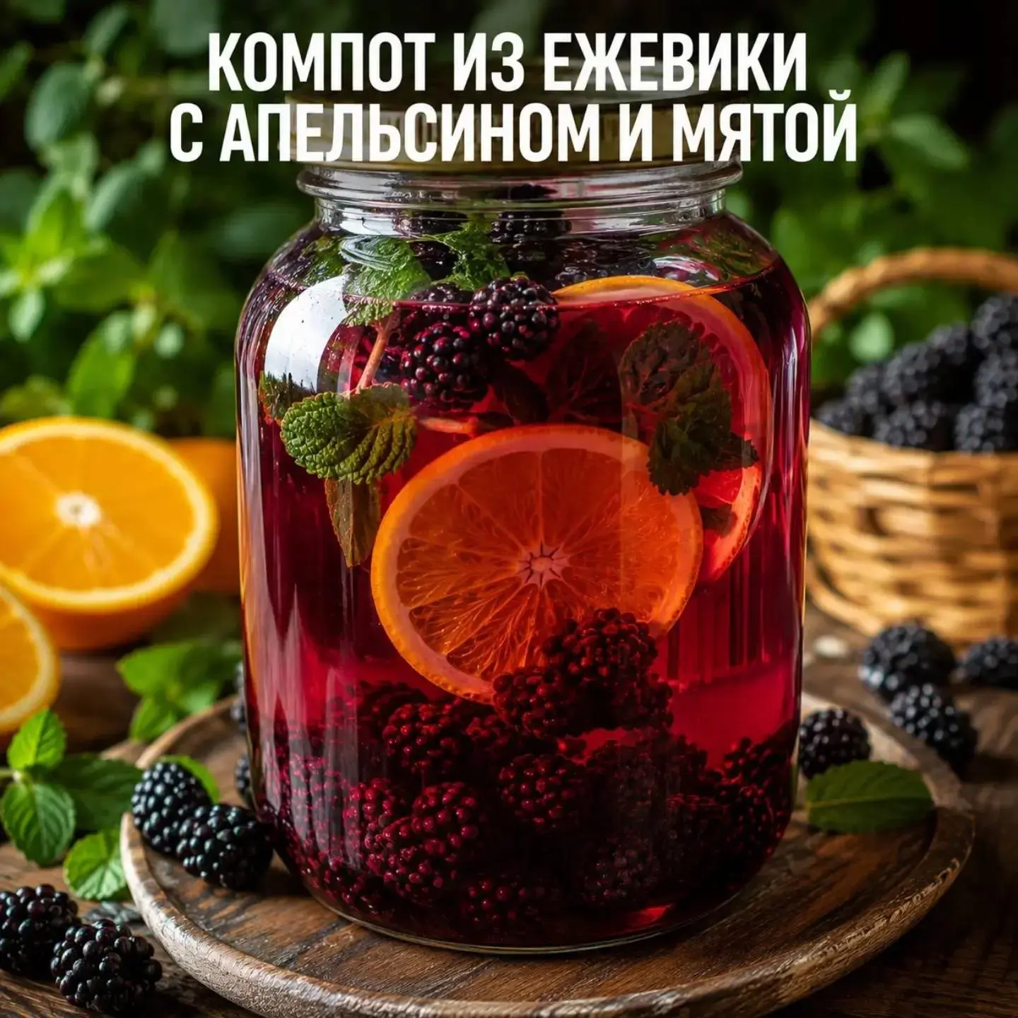 🫐 Компот из ежевики с апельсином и мятой