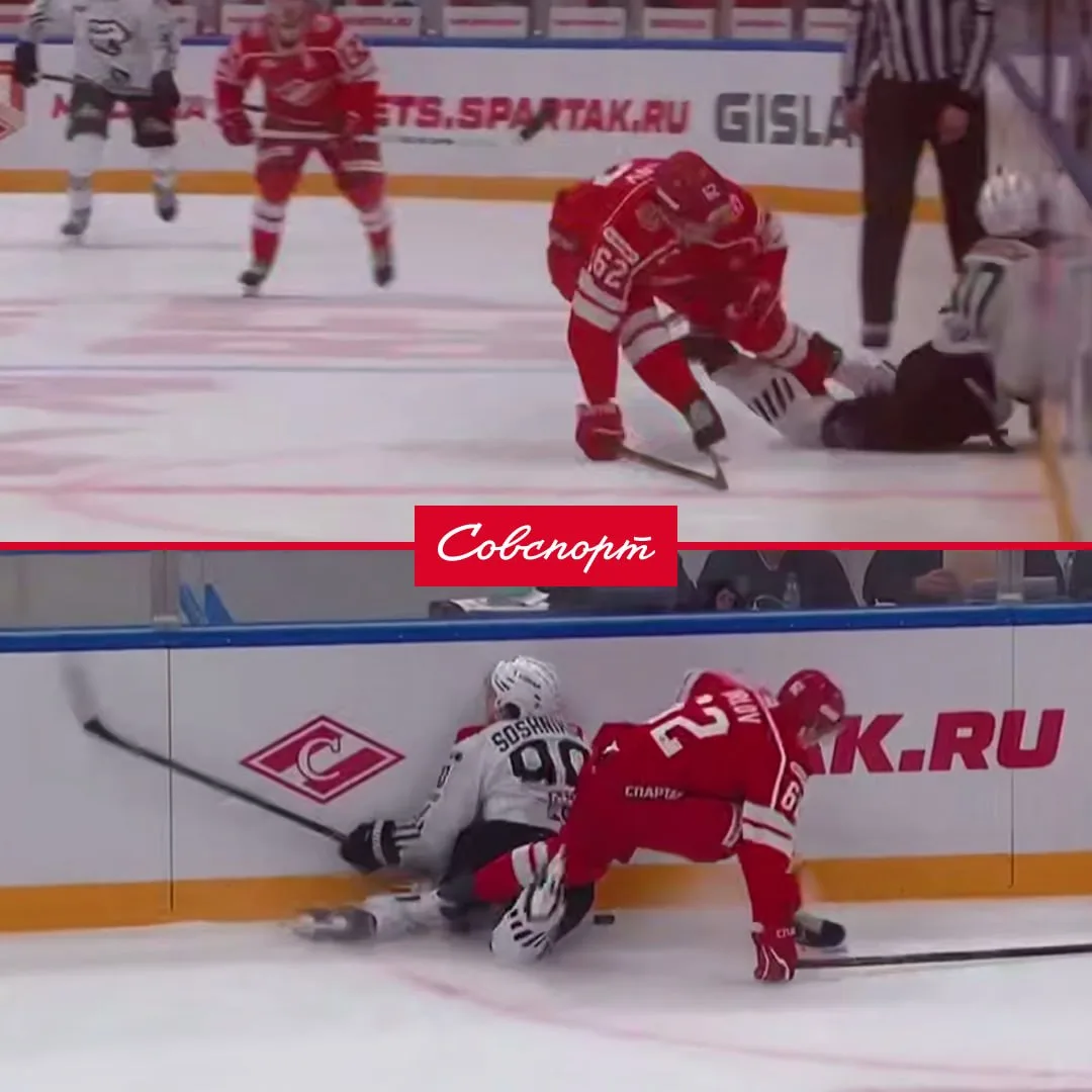 🫣🏒 Жуткая травма из КХЛ. Форвард «Трактора» Никита Сошников неудачно влетел в борт в ...