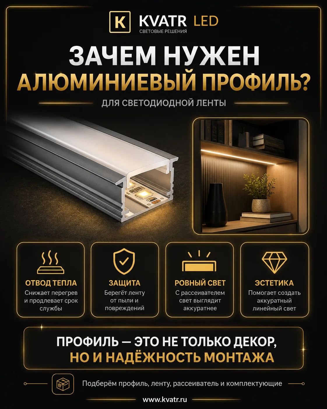 💡 АЛЮМИНИЕВЫЙ ПРОФИЛЬ ДЛЯ LED-ЛЕНТЫ: ДЕКОР ИЛИ НЕОБХОДИМОСТЬ?