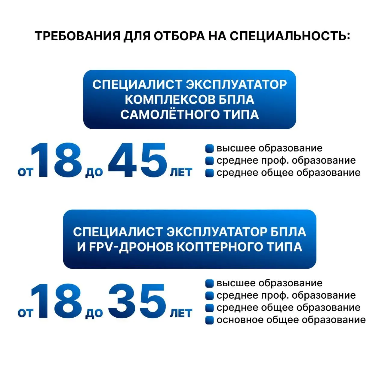 ⚠️ Набор на военную службу по контракту в войска беспилотных систем  В Вооруженных Силах Российской 