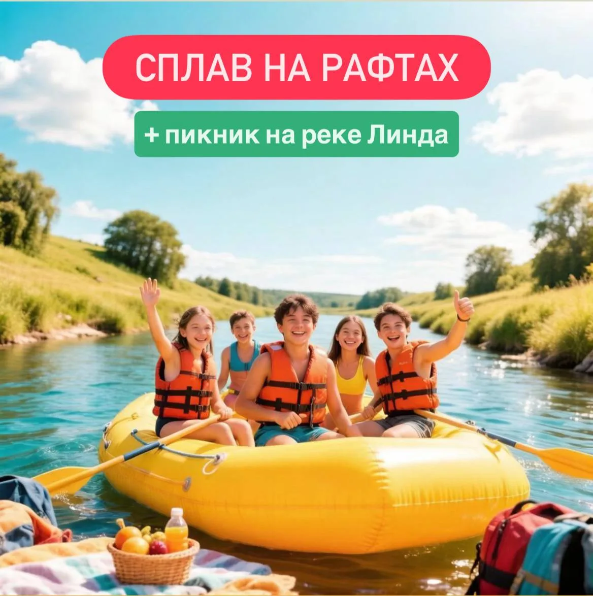 🏞 Сплав на РАФТАХ + пикник на реке Линда