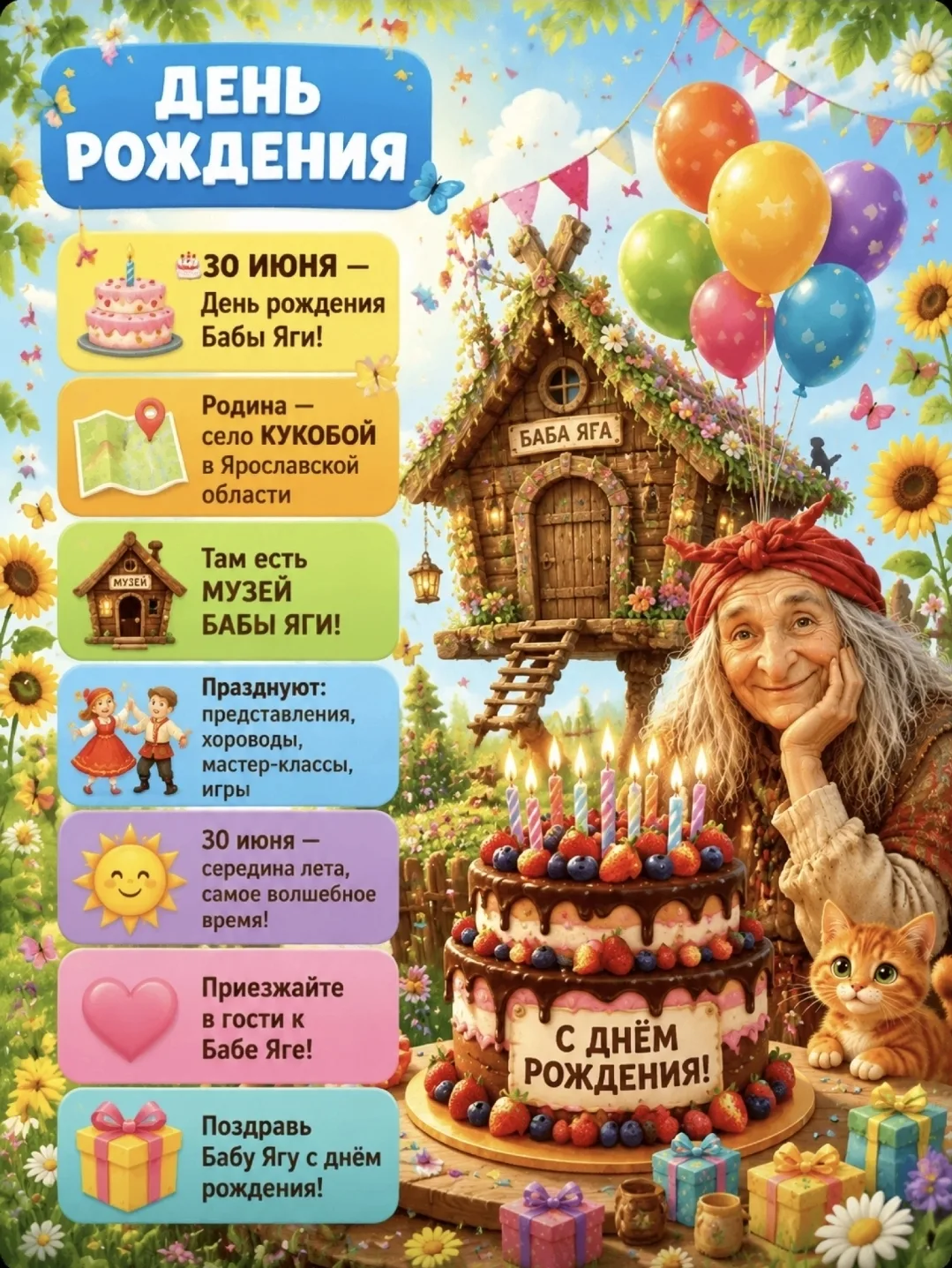 🎉 Сегодня — День рождения Бабы Яги! 🎉