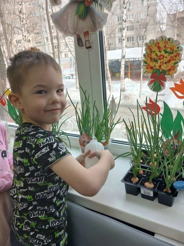 Наш огород на подоконнике: как растёт лук в группе «Улыбка»!