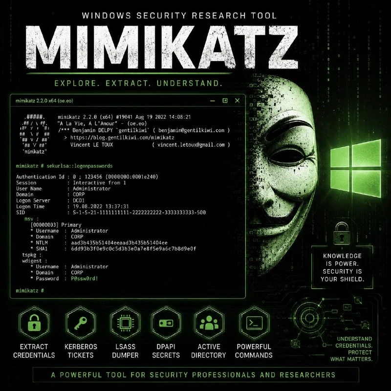 🖥 Репозиторий: Mimikatz — инструмент для исследования безопасности Windows и работы с ...