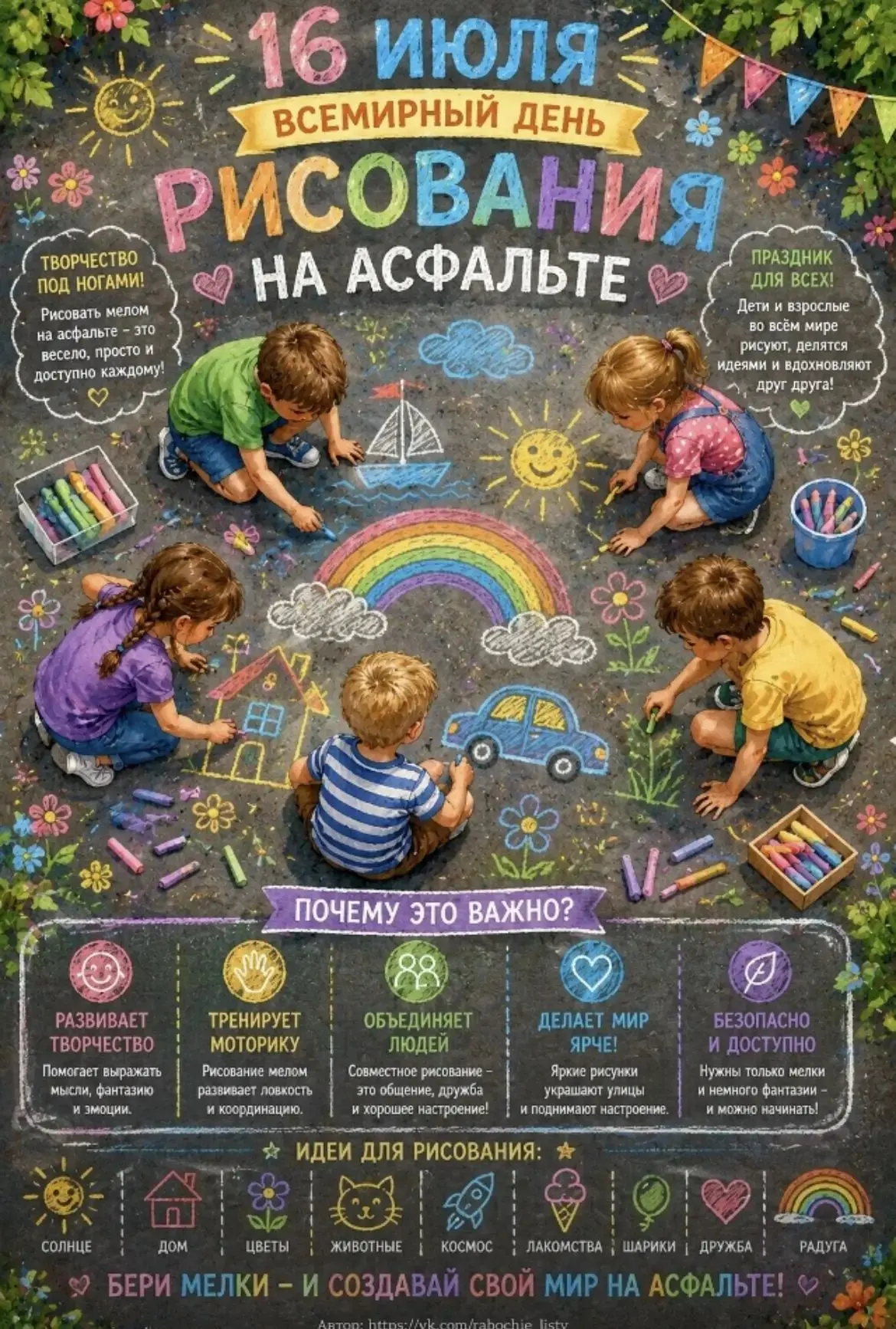 Мир под ногами: с Днём рисования на асфальте! ✨

Знаете, что объединяет всех людей на планете? Умени