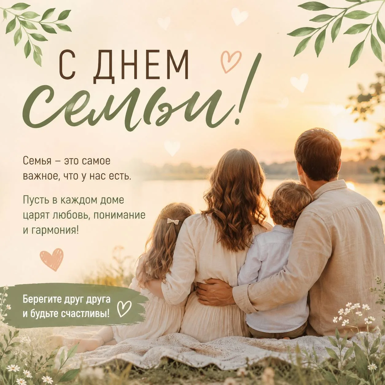 С Днём семьи, любви и верности!

Пусть в каждом доме царят тепло, взаимопонимание и забота, а рядом 