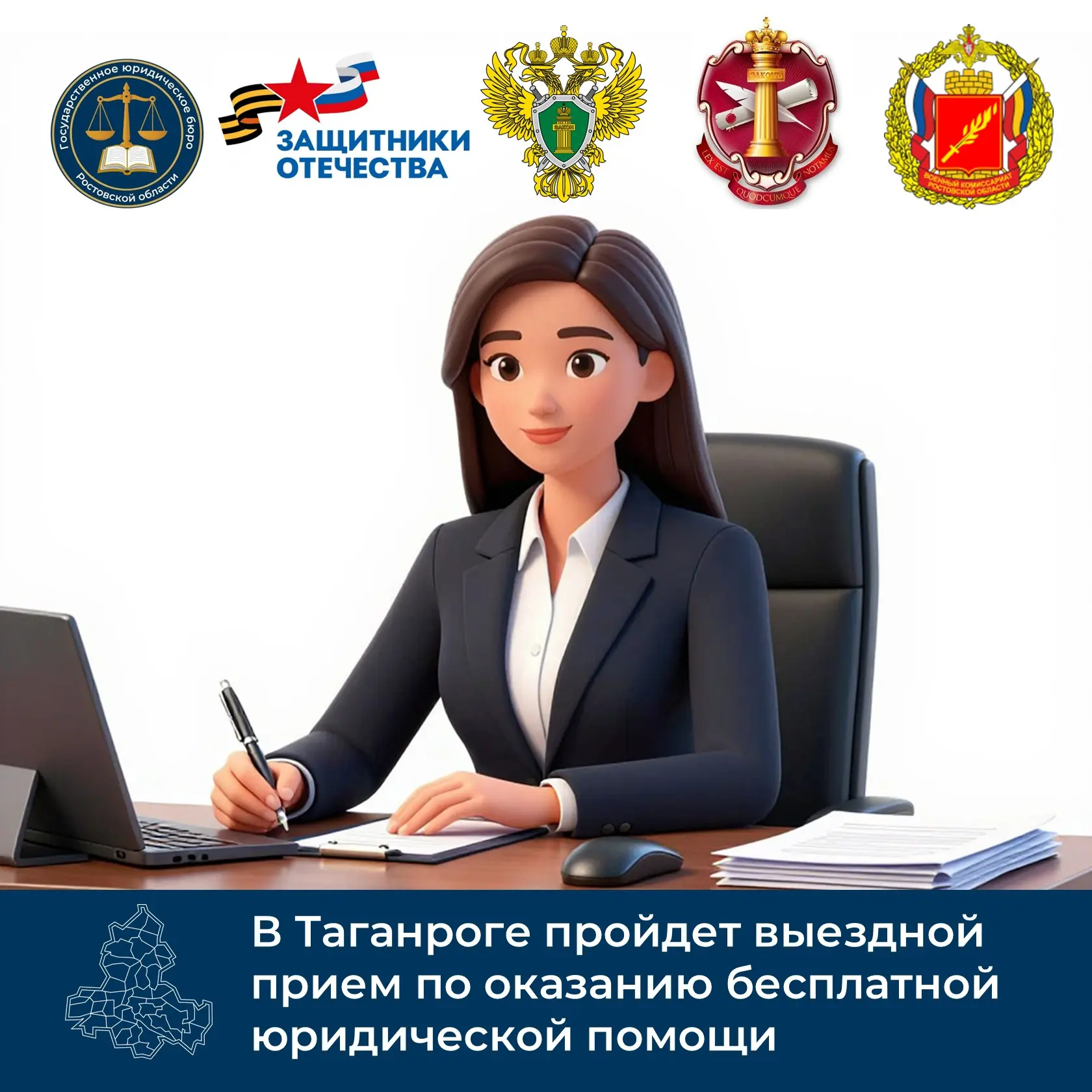 🔔  ГосЮрБюро Ростовской области совместно с филиалом Фонда «Защитники Отечества» проведёт выездной 