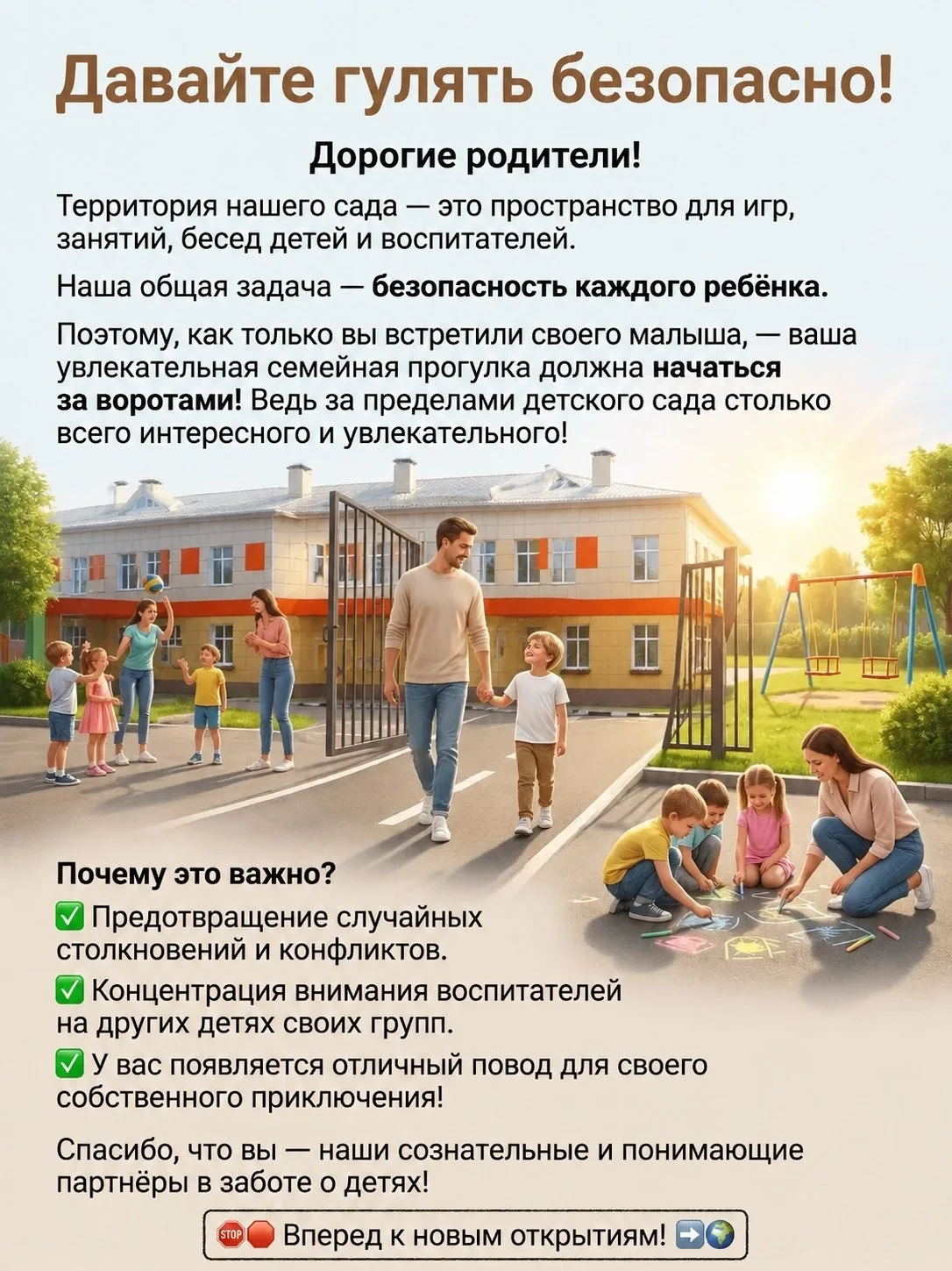 ❗Территория детского сада — это пространство, где действуют правила безопасности. Пожалуйста, после 