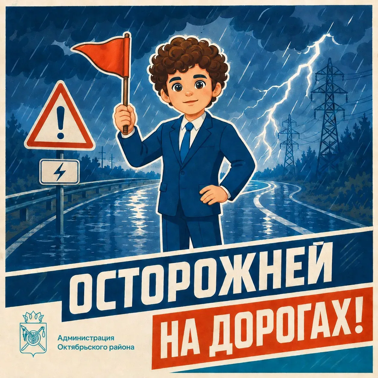 ⚠️ Уважаемые жители Октябрьского района! В регионе сохраняется действие штормового предупреждения.  