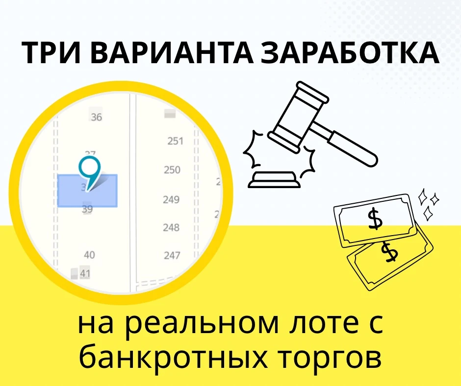 Три варианта заработка на реальном лоте с банкротных торгов: земельный участок в Москов...