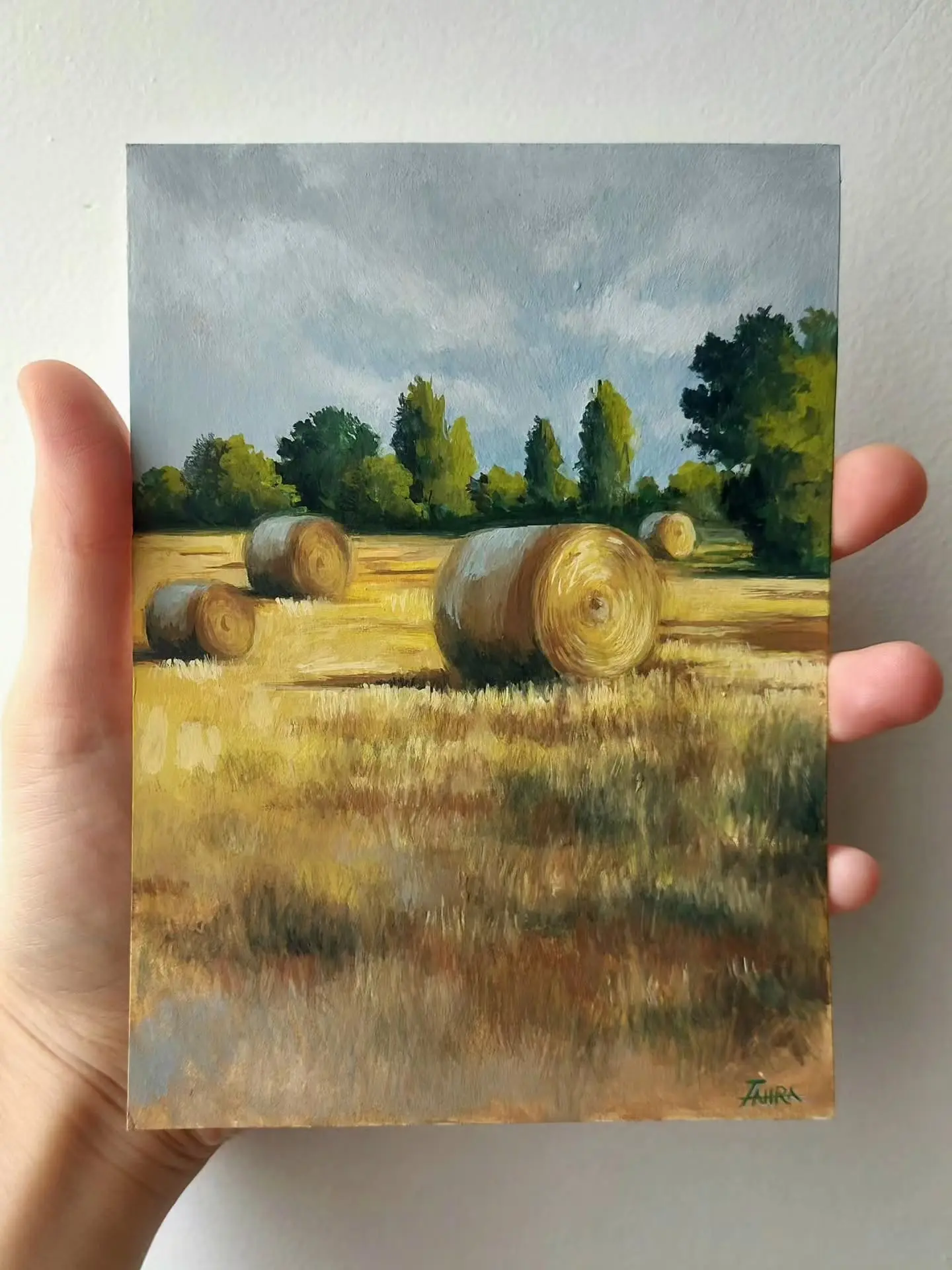 Гуашь, пейзаж, поле.