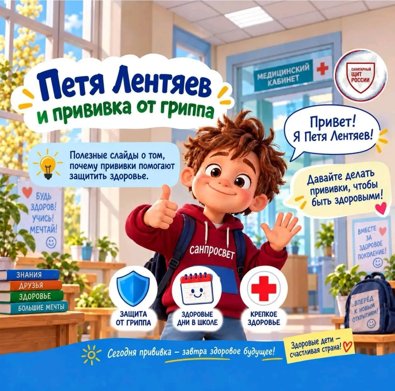 💥Карточки "Профилактика гриппа и ОРВИ с героями детского Санпросвета Петей Лентяевым".