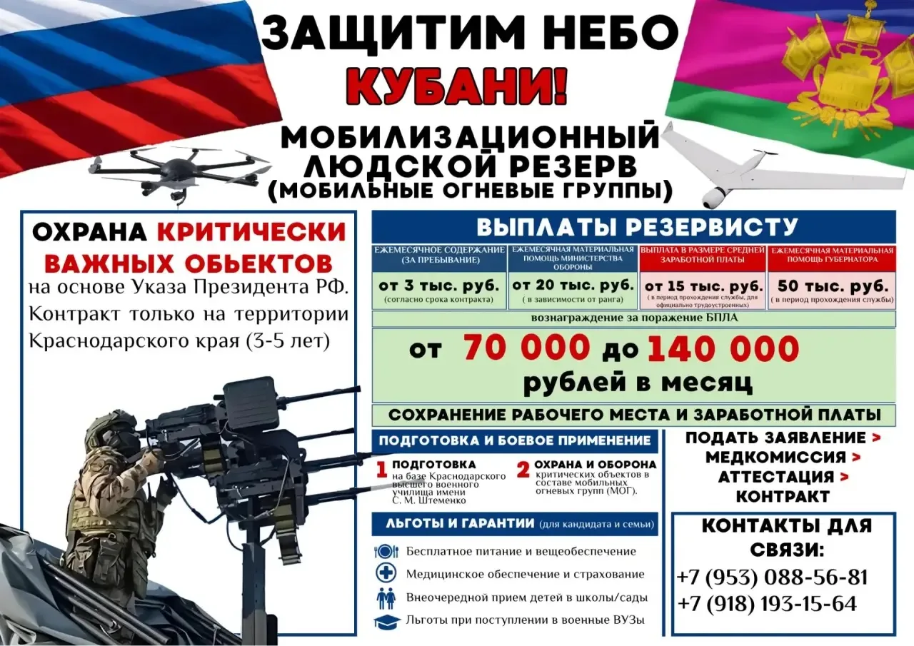 🛡 ЗАЩИТИМ НЕБО КУБАНИ! ВСТУПАЙ В МОБИЛИЗАЦИОННЫЙ ЛЮДСКОЙ РЕЗЕРВ!🇷🇺