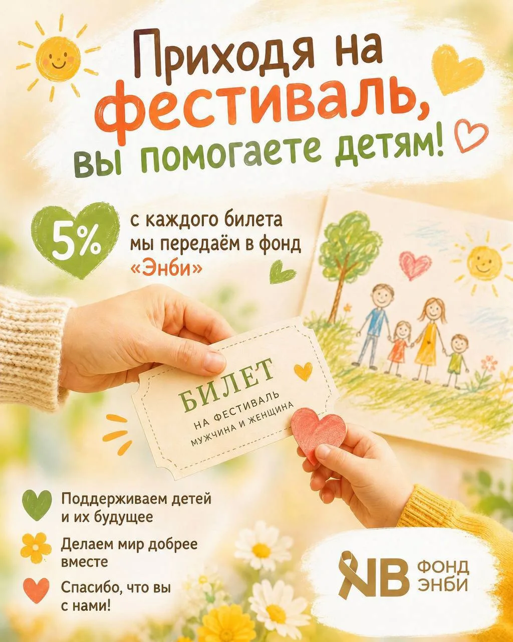 Каждый билет на фестиваль поможет детям❤️