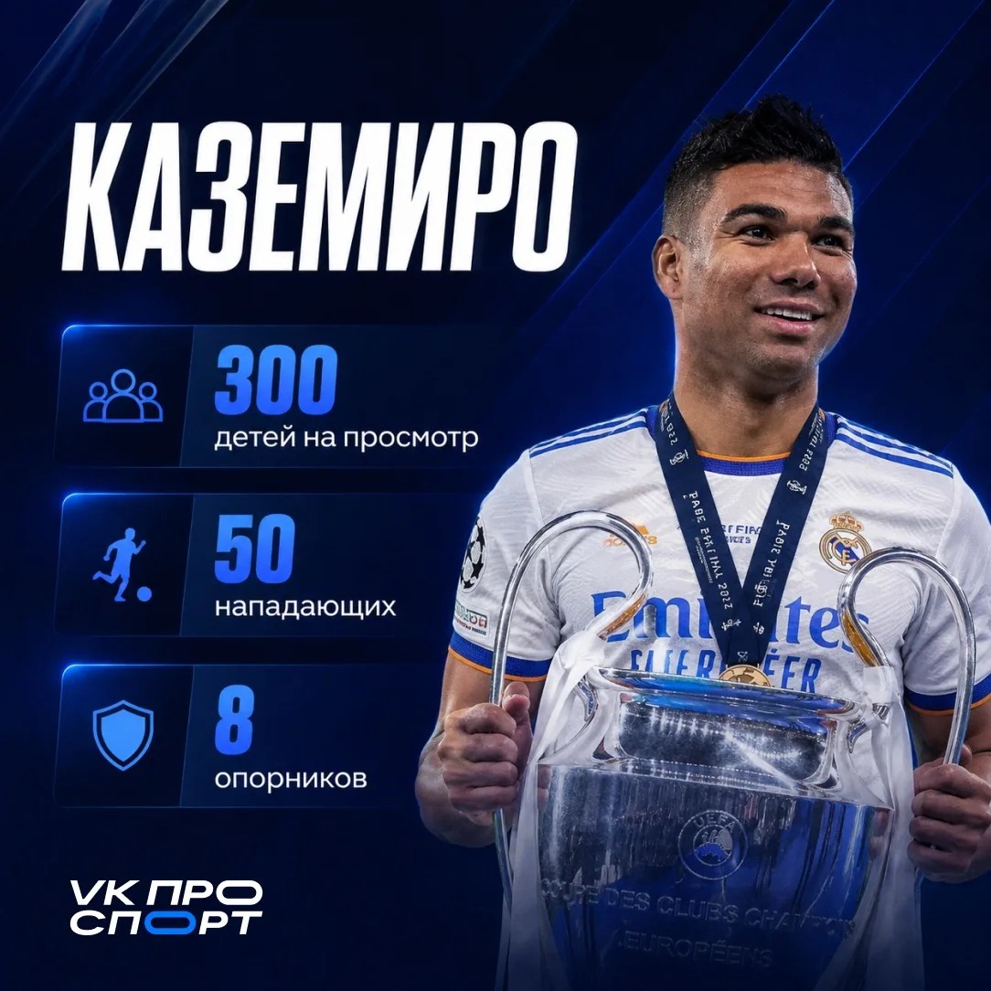 🔙 Когда Каземиро приехал на просмотр в «Сан-Паулу», среди 300 детей сразу 50 человек подняли руки, 