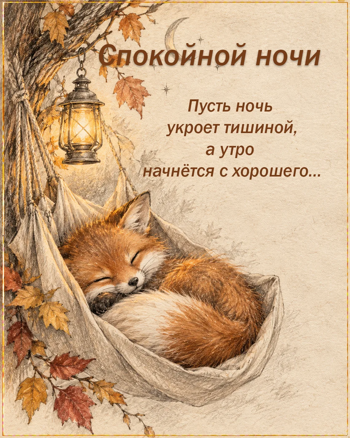 Пусть всё сегодняшнее останется в уходящем дне, а ночь подарит тишину, уют и самые добр...