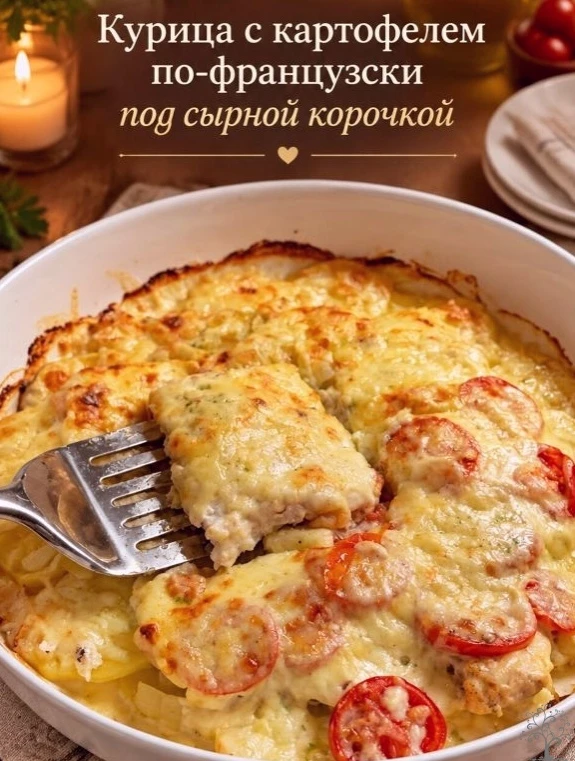 Курица с картофелем по-французски под сырной корочкой 🧀