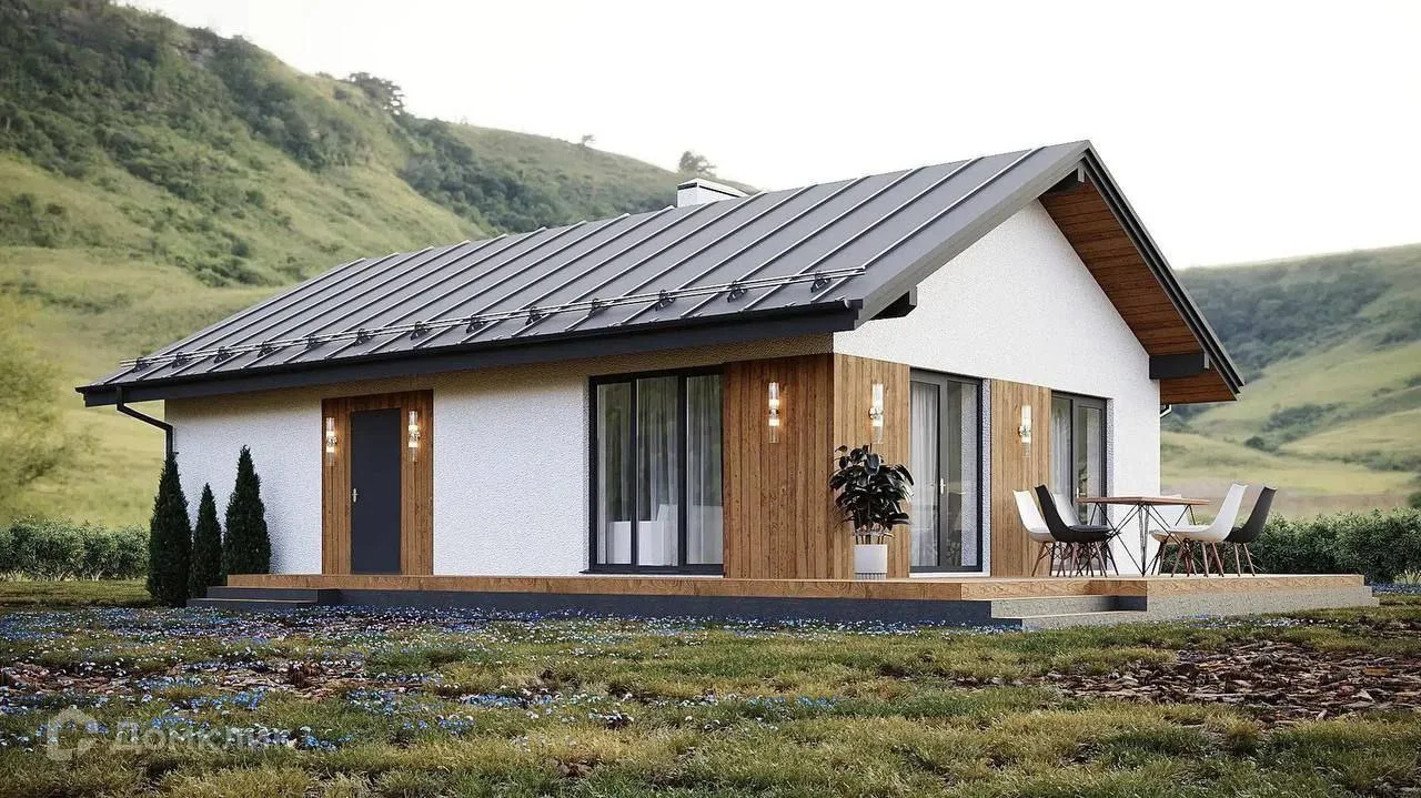Одноэтажный дом 🏠 площадью  80 кв.м. с большой открытой террасой

#Проекты
