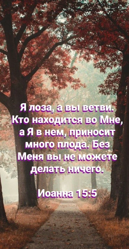 «Я есмь лоза, а вы ветви; кто пребывает во Мне, и Я в нём, тот приносит много плода; ибо без Меня не