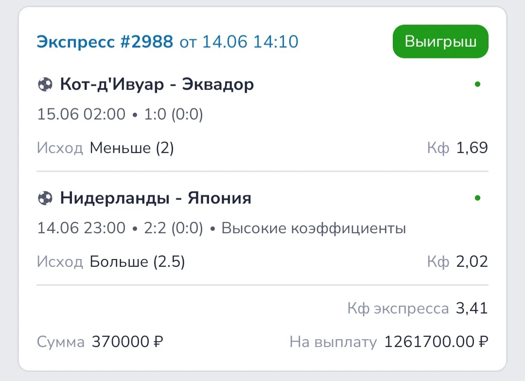 ПРОДОЛЖАЕМ ПОБЕЖДАТЬ ПО ВИП ЭКСПРЕССАМ🤑🤑🤑
✅✅✅✅✅✅✅✅✅✅✅

ПРИСОЕДИНЯЙТЕСЬ 🤝