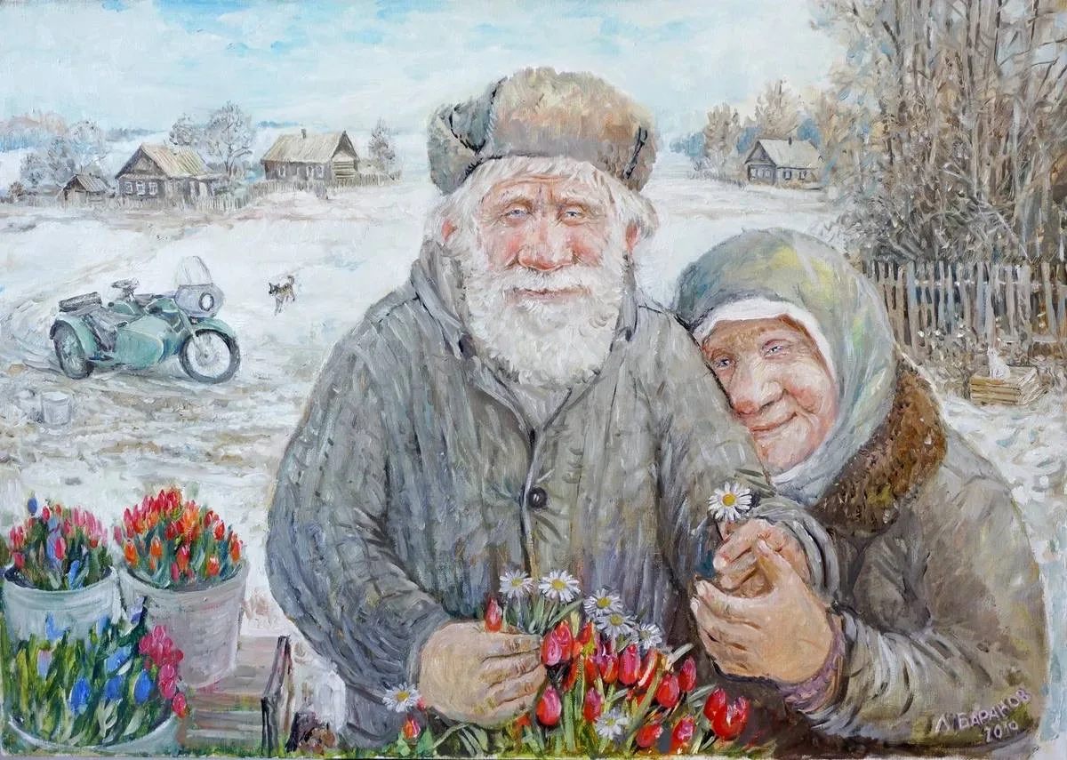 🖼️ Деревенские старички в душевных картинах уральского художника Леонида Баранова.