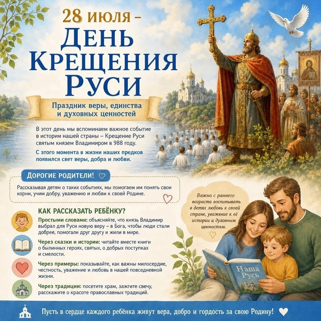 📜 28 июля — День Крещения Руси

Сегодня мы вспоминаем важное событие в истории нашей страны — Креще