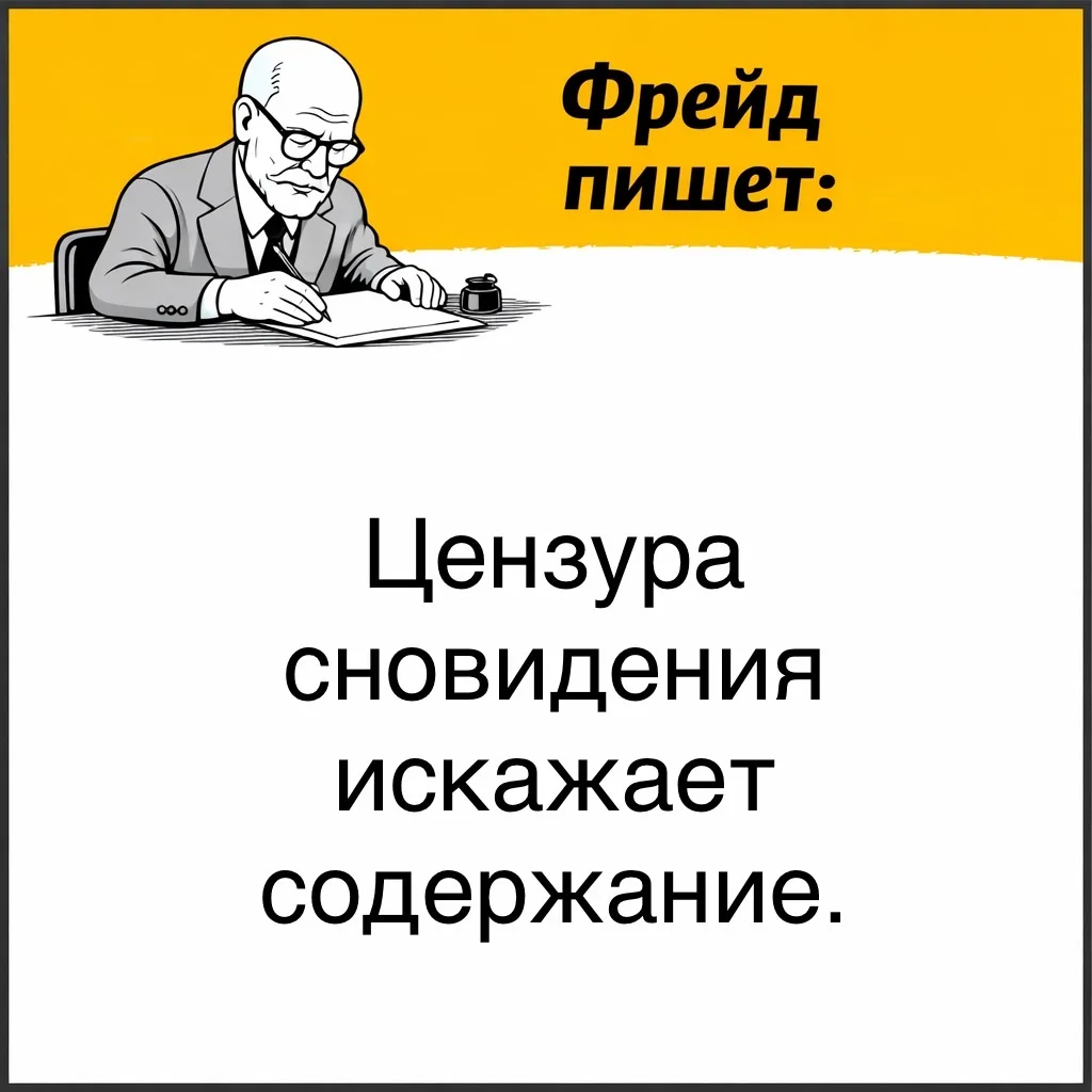 Фрейд считал, что психика не отключает защиту даже во сне. Внутри продолжает работать так называемая