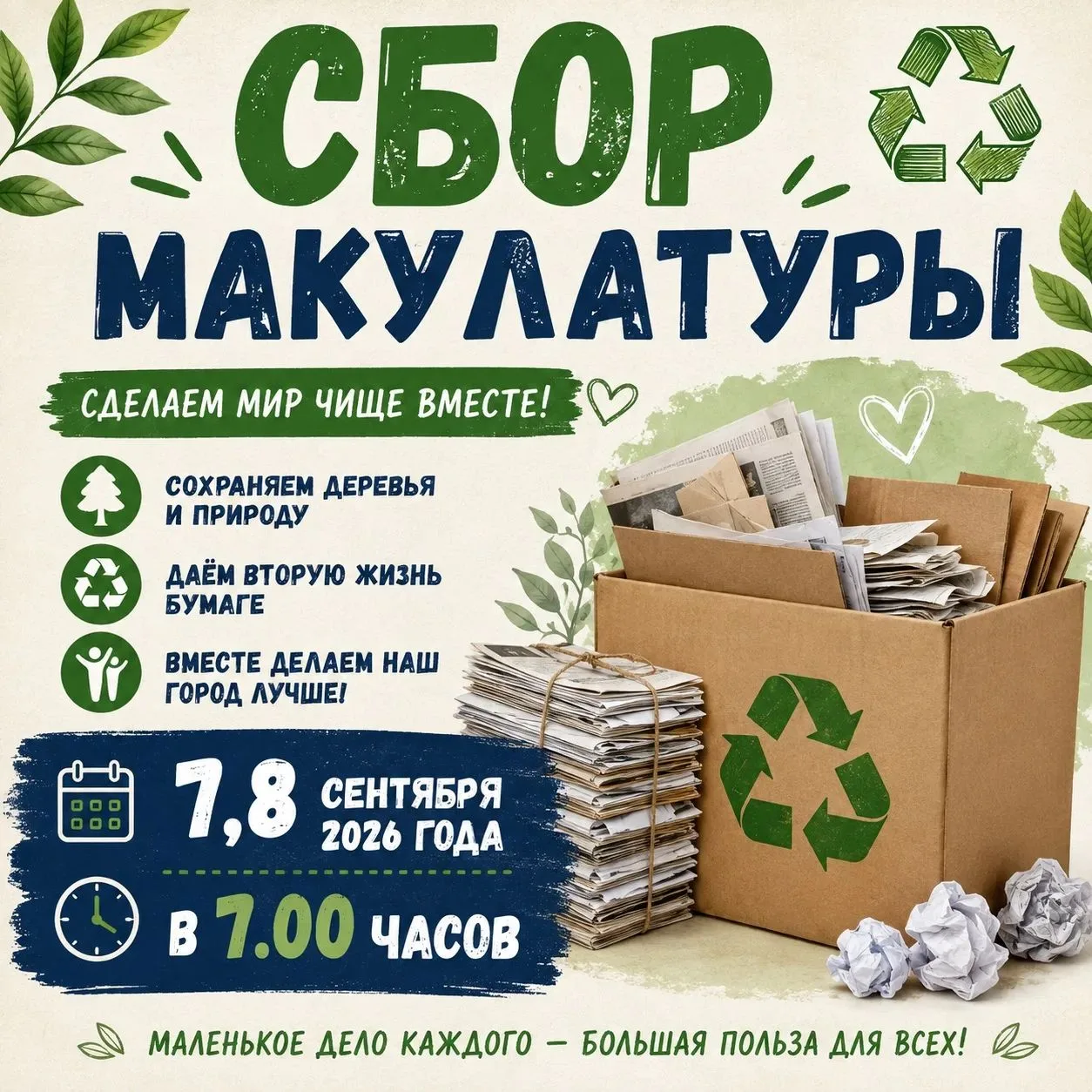 7–8 сентября в школе проводится сбор макулатуры. Приглашаем к активному участию учащихс...