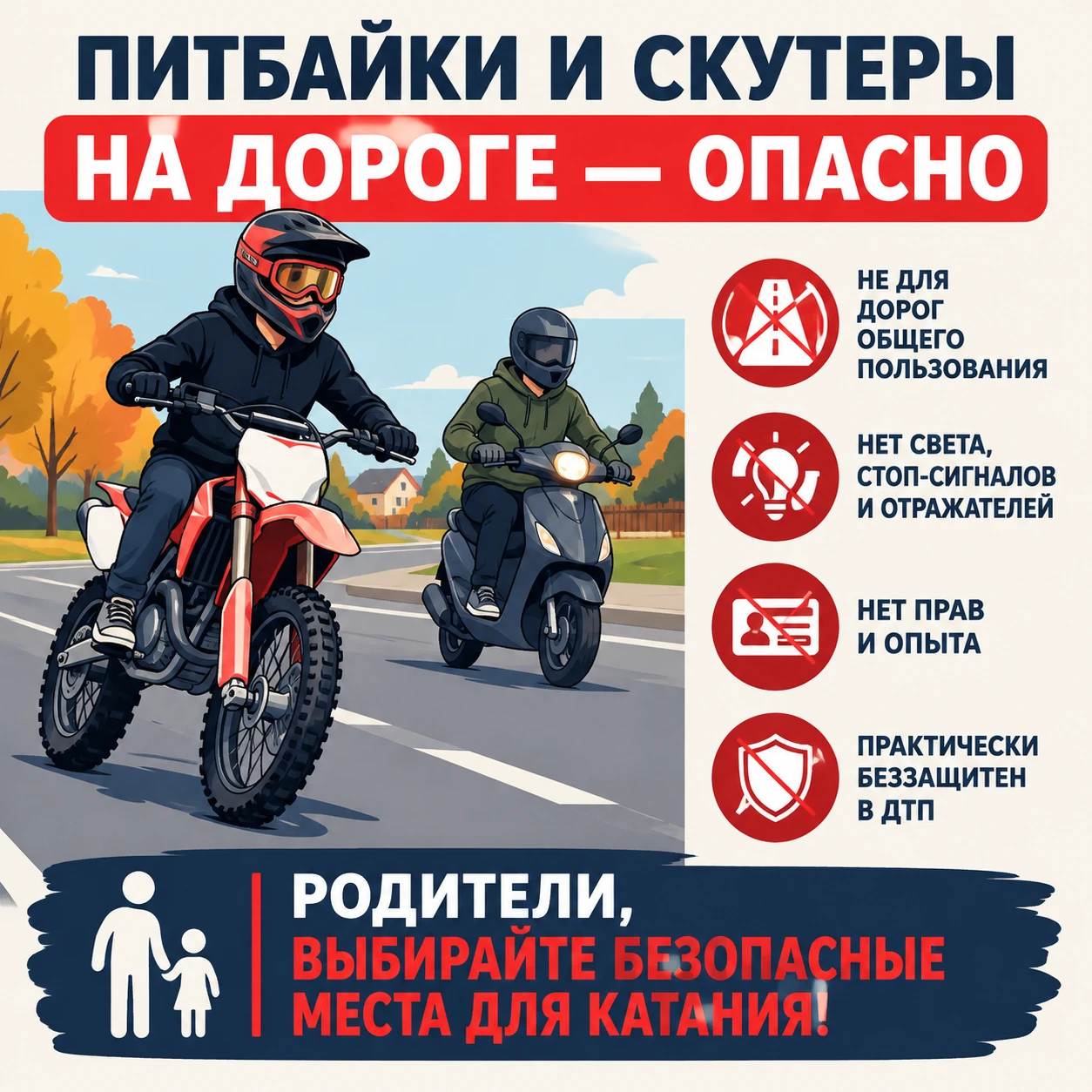🏍️ Питбайки и скутеры на дороге — опасная забава