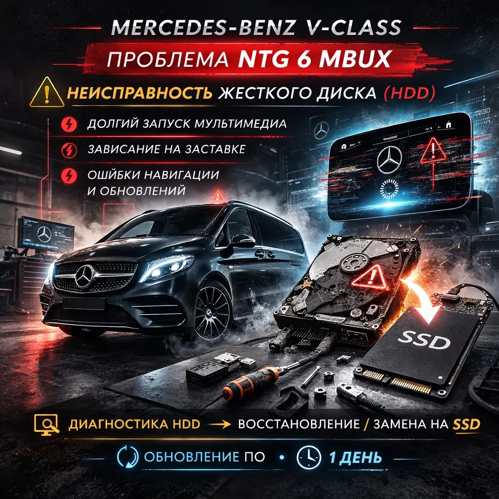 🚘 Mercedes-Benz V-class 

⚠️На поколении NTG 6 MBUX есть распространенная проблема - неисправность 