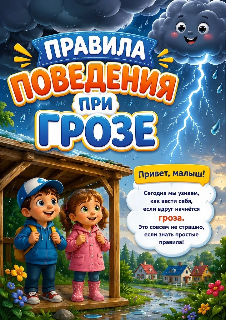 Правила поведения при грозе для наших малышей!