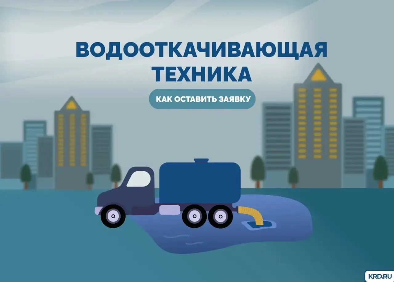 Из-за сильного дождя в Краснодаре водооткачивающая техника направлена в места, где нет ...