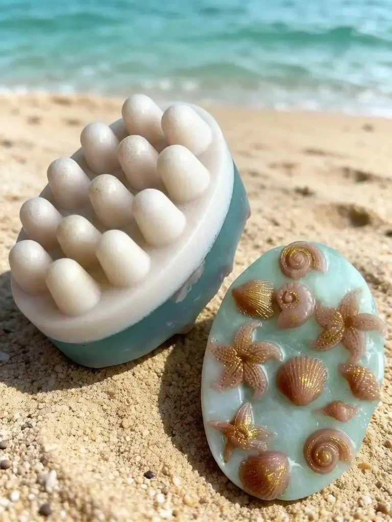 Массажное мыло ручной работы с ракушками. 🐚🤍