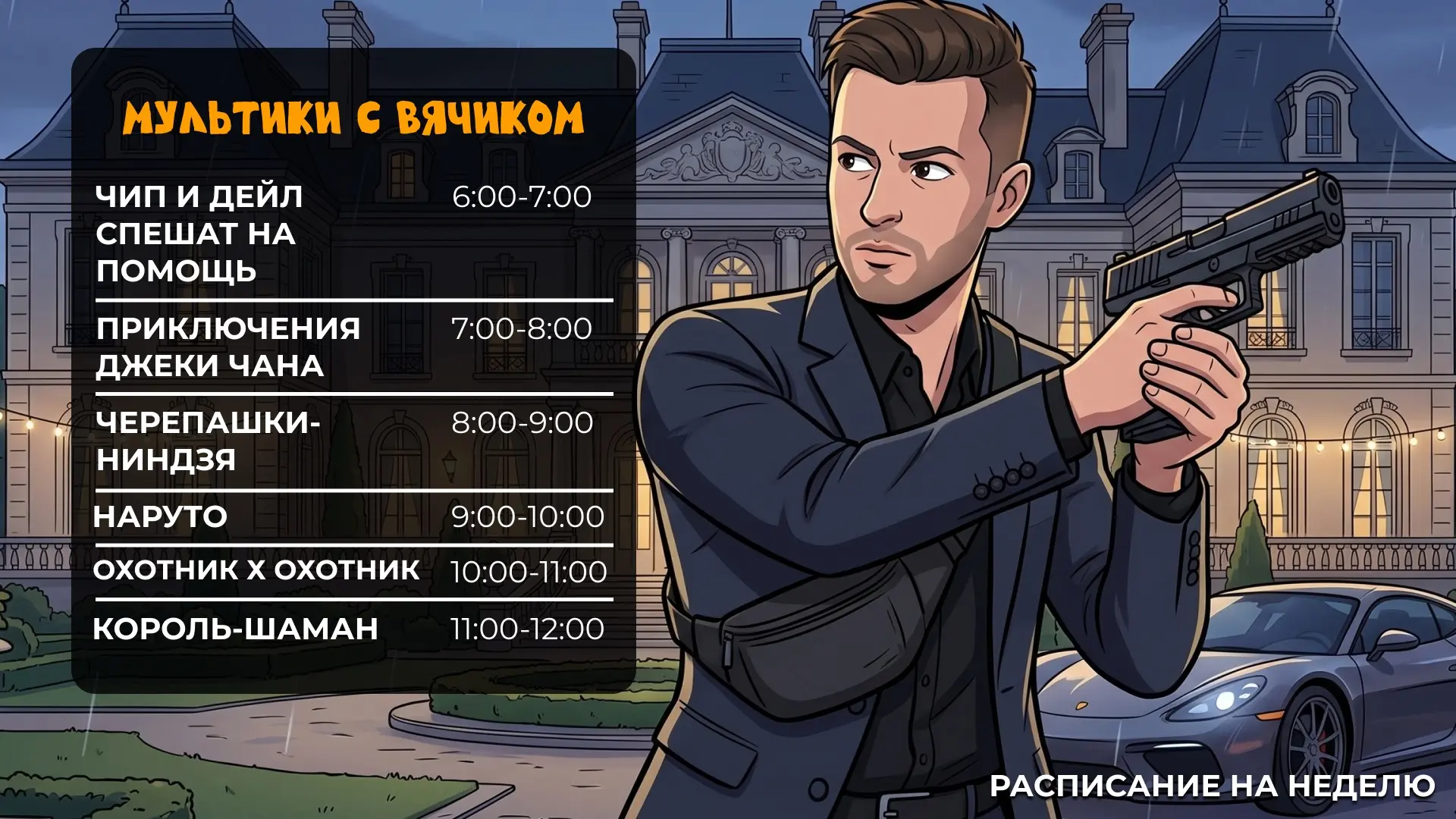 ❗️Расписание на след. неделю❗️

Понедельник - мультики  
Вторник - Forza на эксперте + маг битва 
Ср
