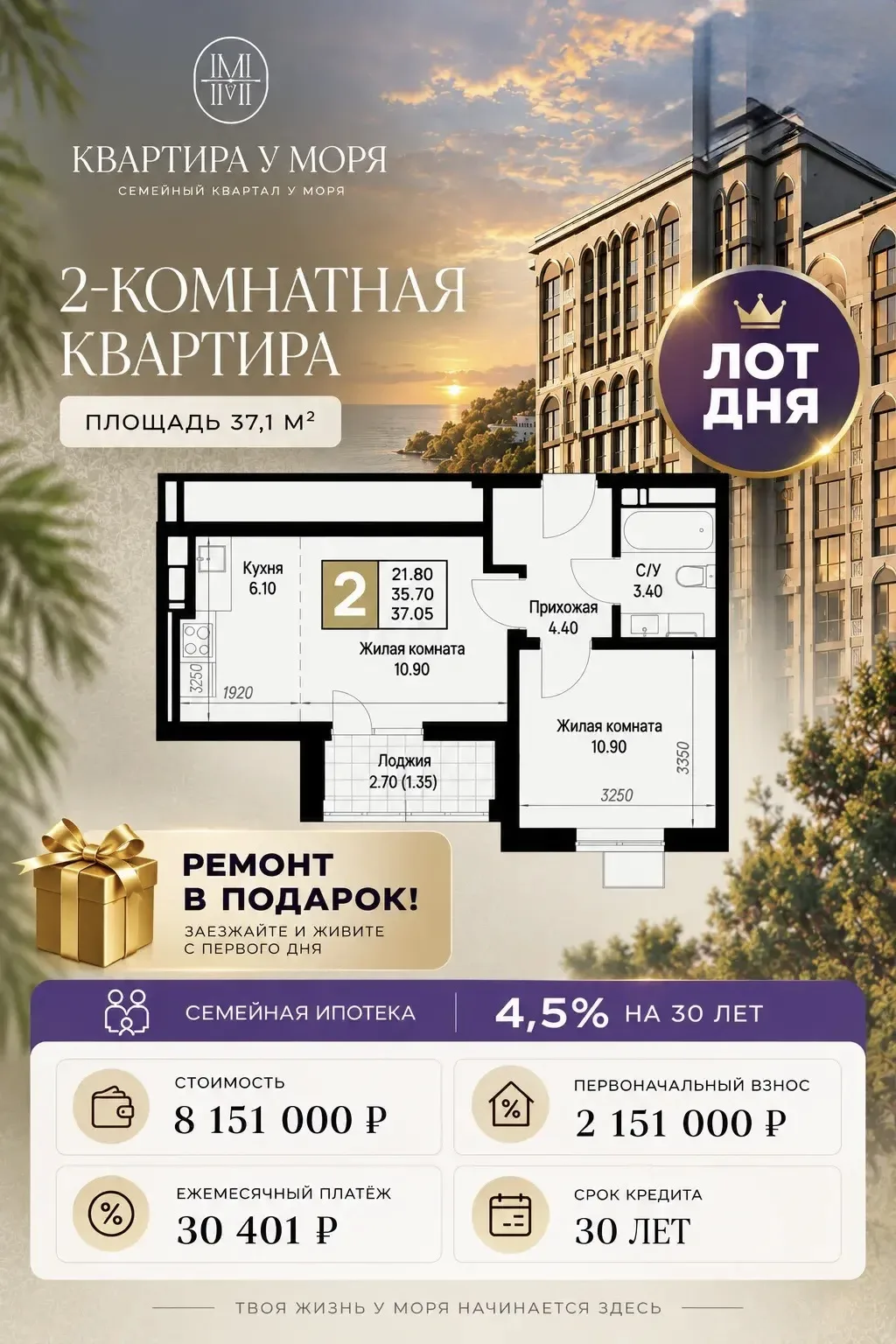 Если все же квартира, а не гостиничный комплекс: