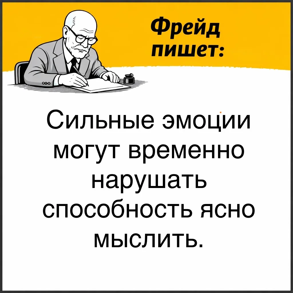 Фрейд обращал внимание на то, что сильные эмоции способны влиять на мышление. 

Интенсивный аффект м