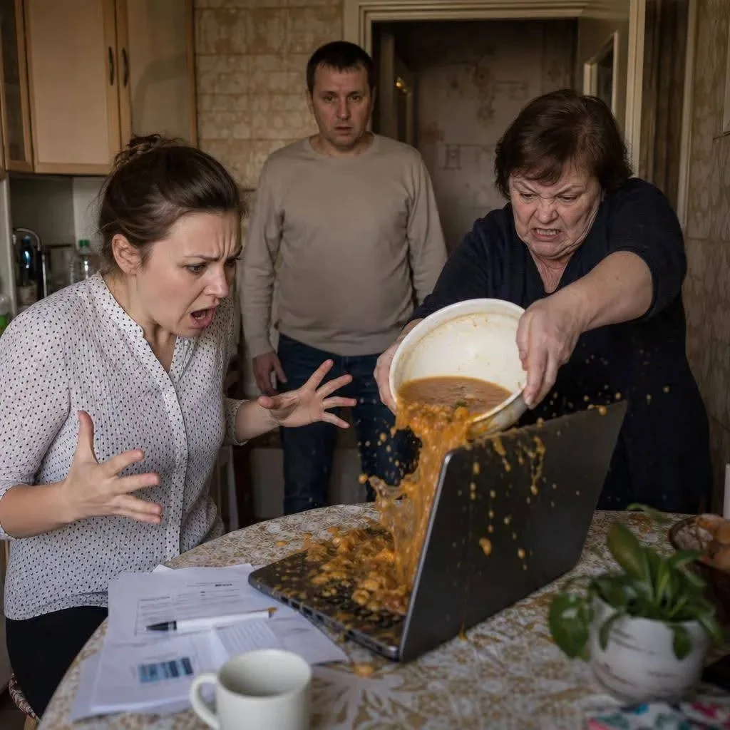 Свекровь вылила суп в мой ноутбук: «Жри с пола, карьеристка!»…