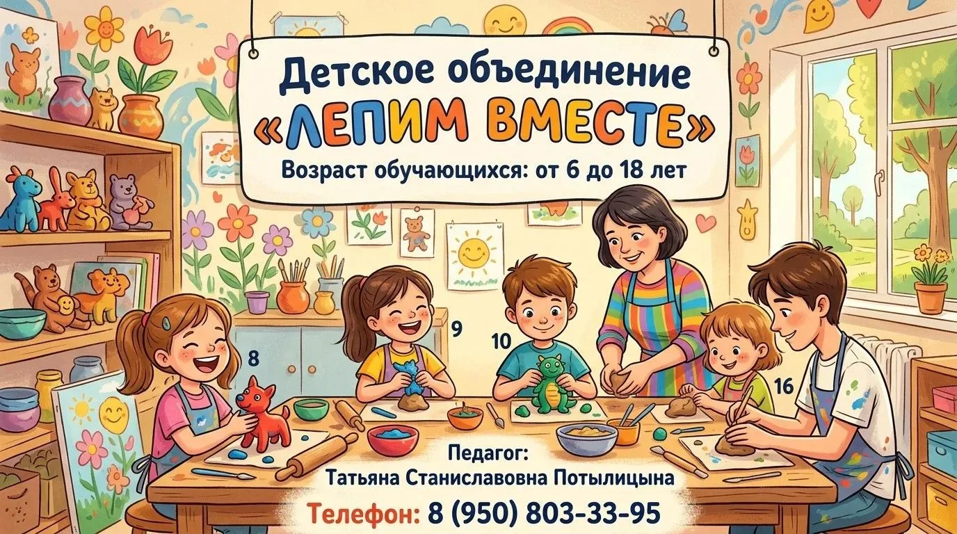 🫴Дом творчества «Октябрьский» г. Липецка объявляет набор в детское объединение: «Лепим...