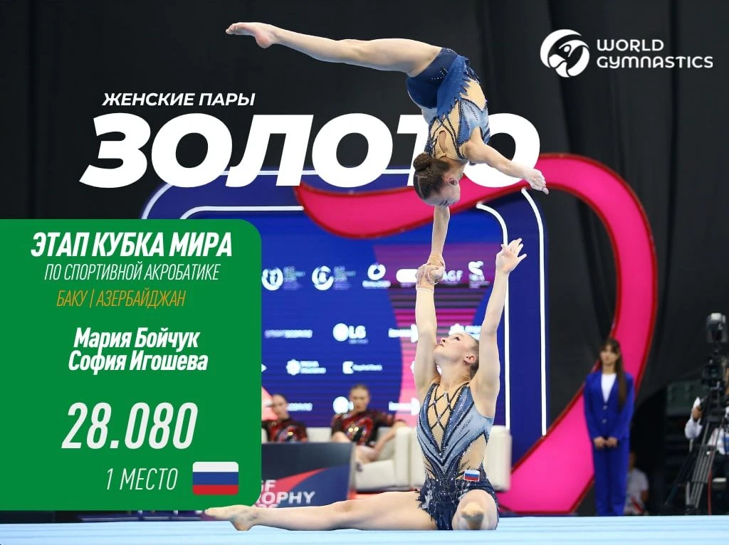 🌀 Мария Бойчук, София Игошева завоевали золото на 4-м этапе Кубка мира по спортивной акробатике в Б