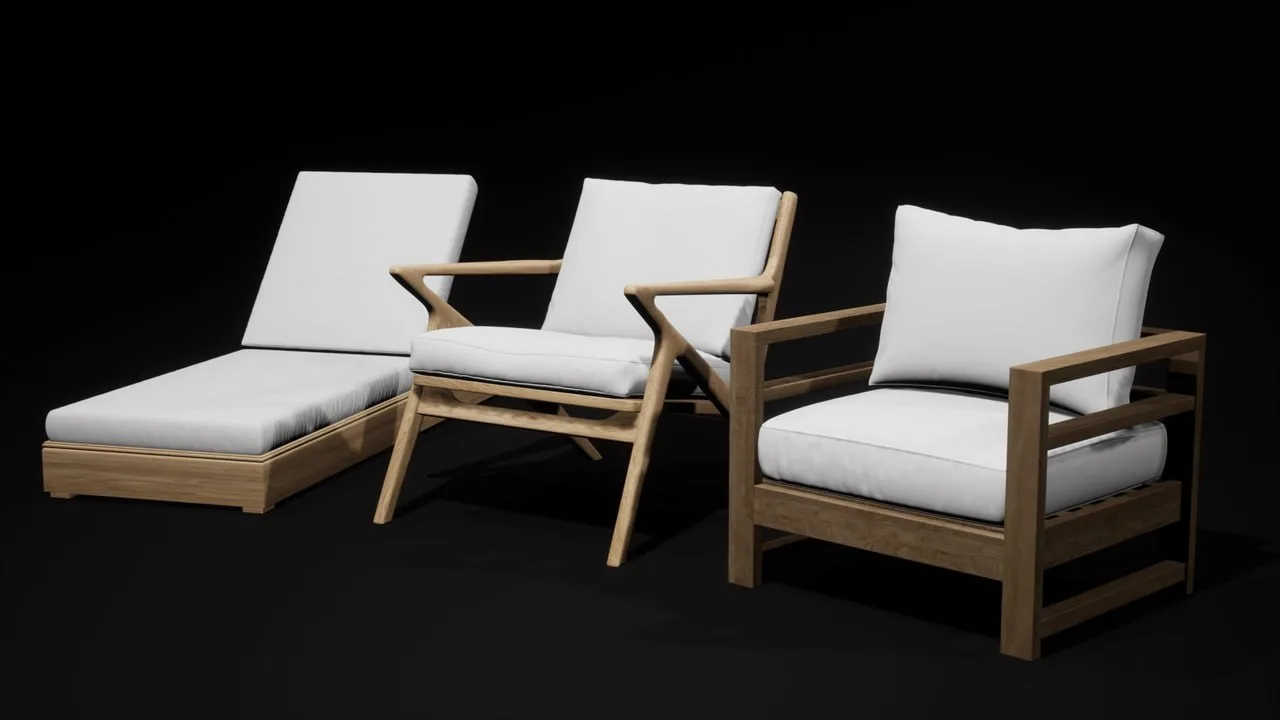 Пак Chairs - Asset Pack включает три уникальных высокодетализированных 3D-ассета AAA-ка...