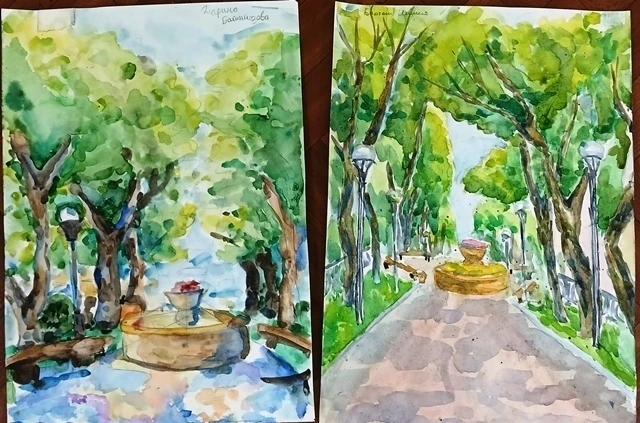 🎨В "Детской художественной школе №1" НГО состоялся просмотр пленэрных работ. Юные художники предста