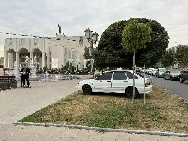 Мэр Курска требует наказать водителя, припарковавшего машину на газон на Театральной пл...