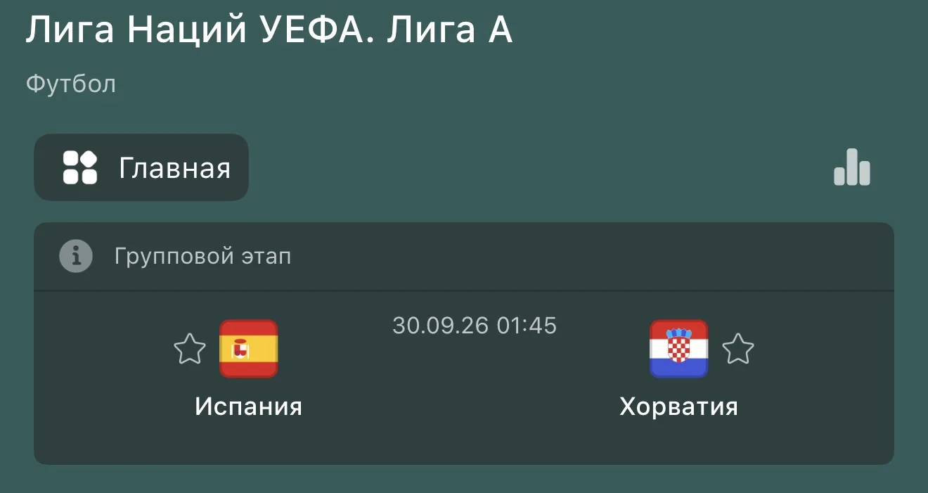 Прогноз: Фора 1 (-1) 🇪🇸 🇭🇷