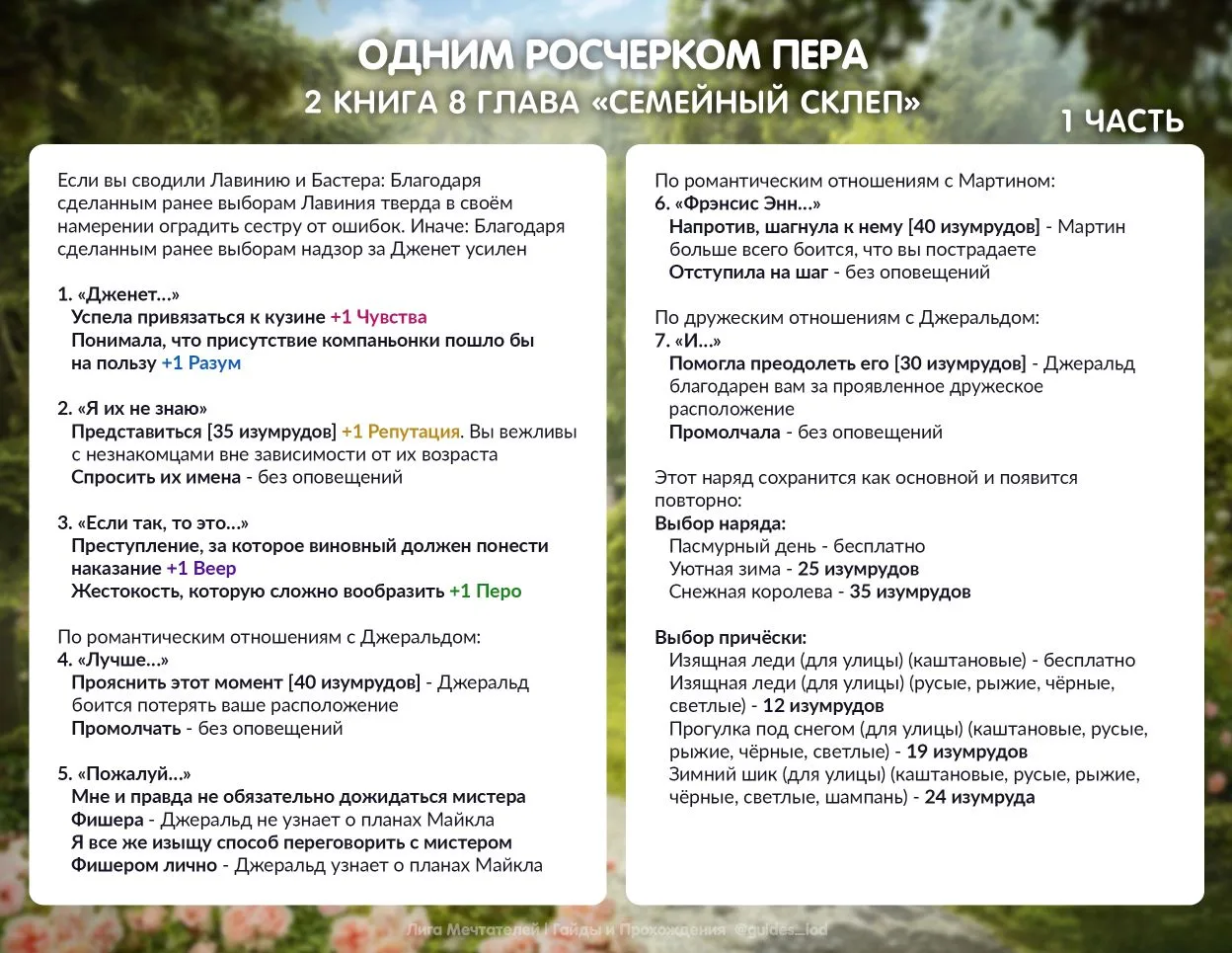 Гайды на историю "Одним росчерком пера" готовы. Вас ждут новые встречи, новые трогательные сцены и н