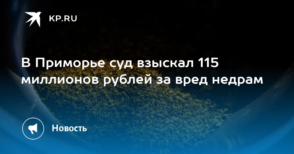 Суд в Приморье взыскал 115 миллионов рублей за незаконную добычу золота.
