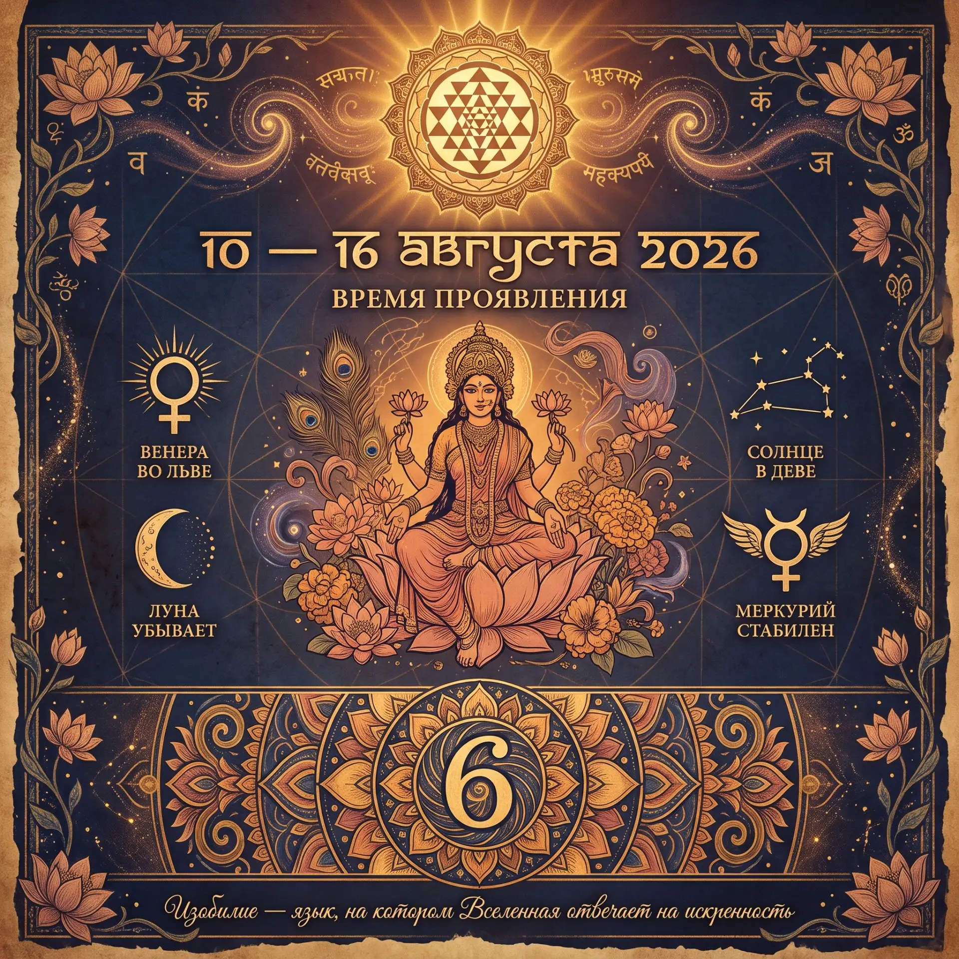 ✨ Прогноз на неделю 10 -16 августа 2026: Время проявления, красоты и честного диалога